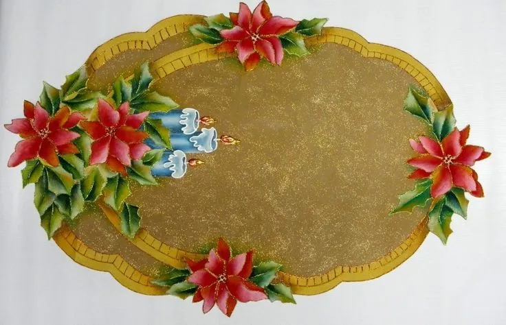 Carpeta en yute sin goma con aplicaciones de ponsetias, (la flor ...