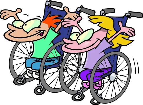carrera de dibujos animados niños silla de ruedas — Vector stock ... carrera de dibujos animados niños silla de ruedas — Vector stock ...