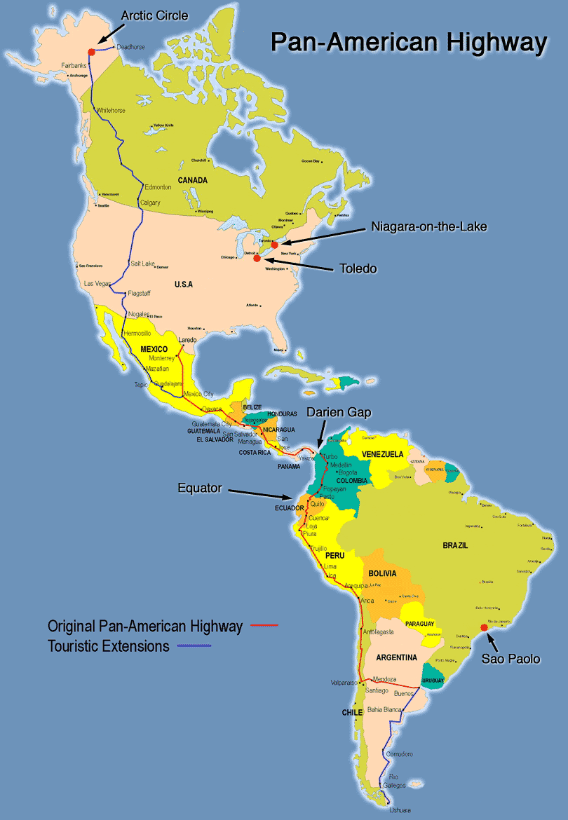 La Carretera Panamericana o "Ruta Panamericana" - Tamaño completo La Carretera Panamericana o "Ruta Panamericana" - Tamaño completo