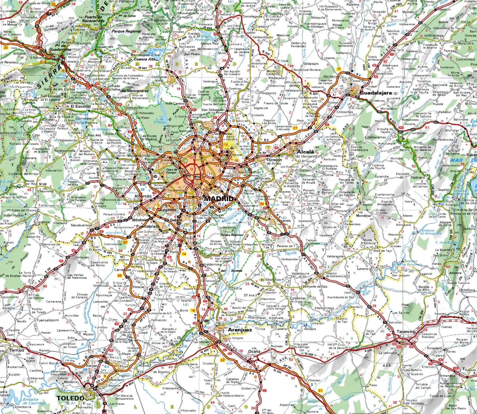 Carreteras de acceso a Madrid - Tamaño completo Carreteras de acceso a Madrid - Tamaño completo