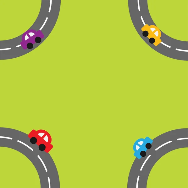 Carreteras y coches de dibujos animados en las esquinas — Vector ... Carreteras y coches de dibujos animados en las esquinas — Vector ...