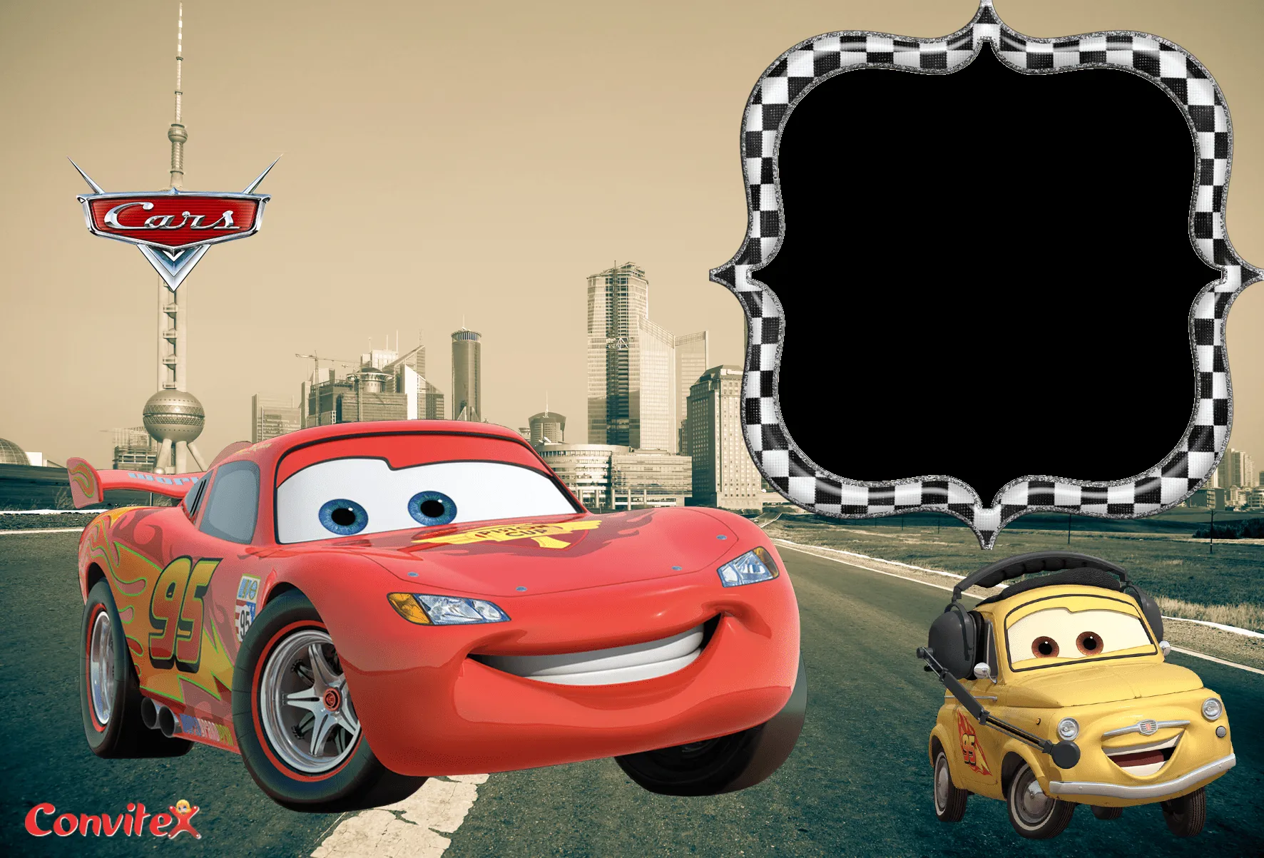 Convite ou Frame Carros – Macqueen e Luigi
