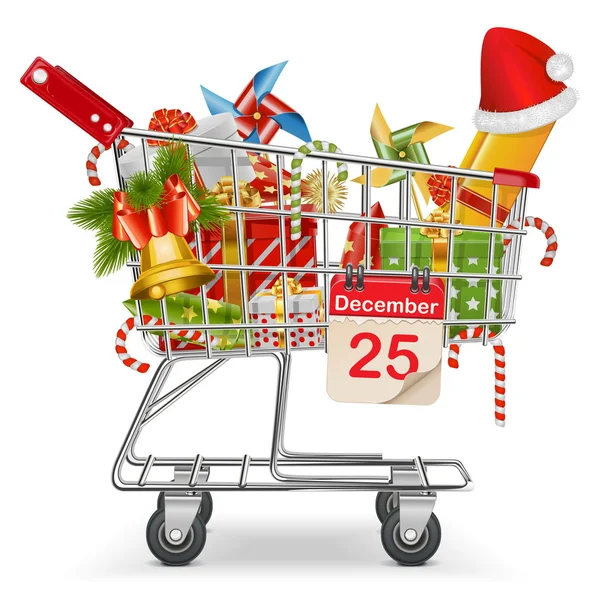 carro de Vector con decoraciones de la Navidad — Vector stock ... carro de Vector con decoraciones de la Navidad — Vector stock ...