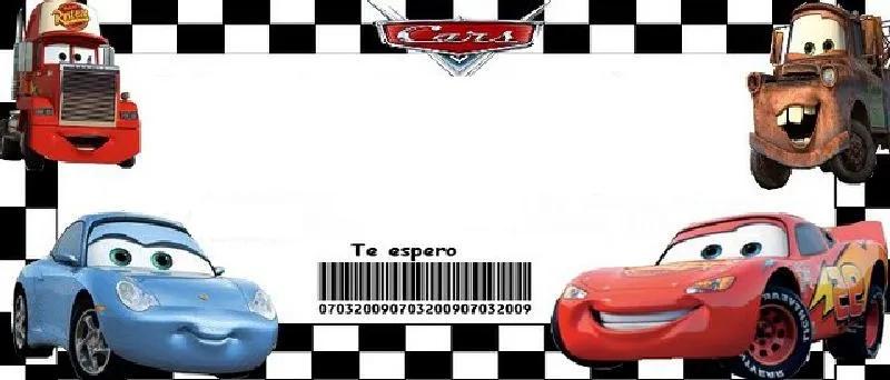 Cars Disney Tarjetas de Invitación Cards Tamaño XL