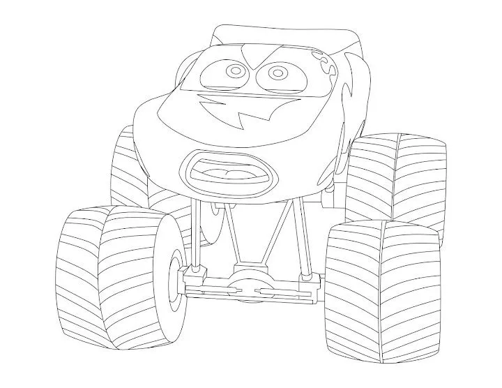 Cars Lightning McQueen Monster Truck Coloring Page | Coloring Funs