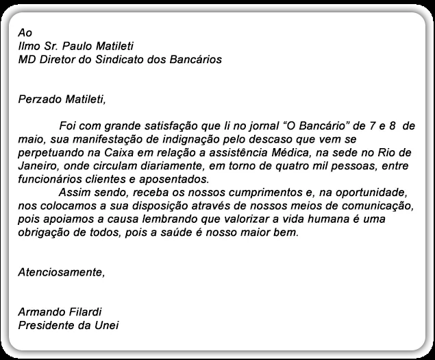 CARTA DE AGRADECIMENTO