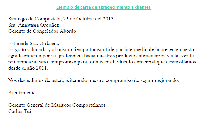 Ejemplo de carta de agradecimiento a clientes | Ejemplos de carta Ejemplo de carta de agradecimiento a clientes | Ejemplos de carta
