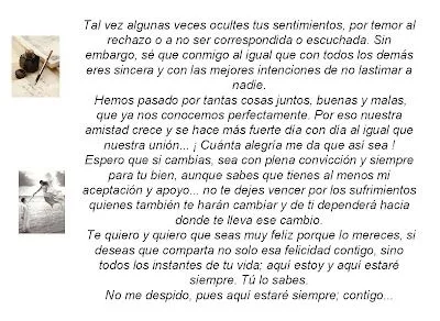 Carta a una amiga : Test Amor Frases Desamor Carta a una amiga : Test Amor Frases Desamor