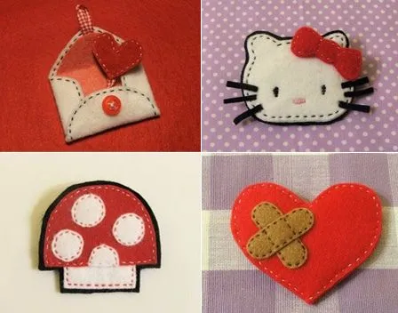 Cuatro ideas para hacer unos bonitos broches de fieltro | Broches ... Cuatro ideas para hacer unos bonitos broches de fieltro | Broches ...