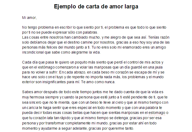 Ejemplo de carta de amor larga | Ejemplos de carta Ejemplo de carta de amor larga | Ejemplos de carta