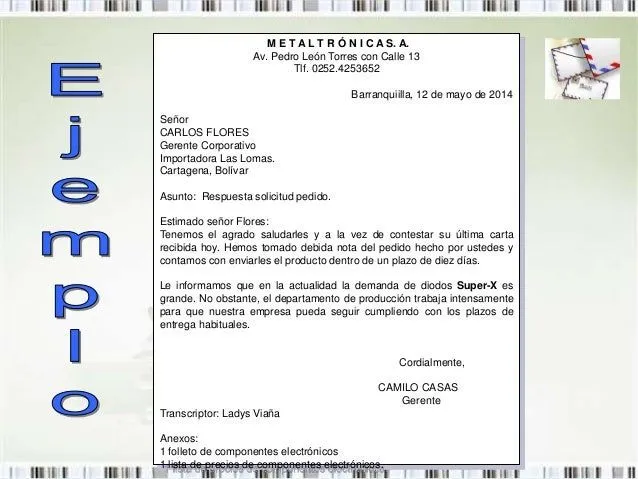 Como se hace una carta comercial - Imagui