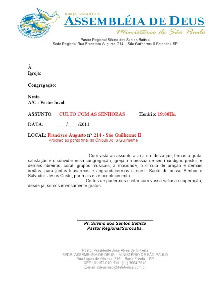 Carta Convite - Modelo Senhoras | PDF