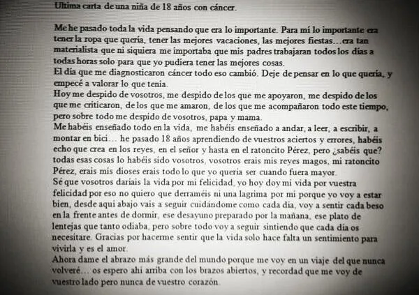 Carta de despedida de una chica a sus progenitores