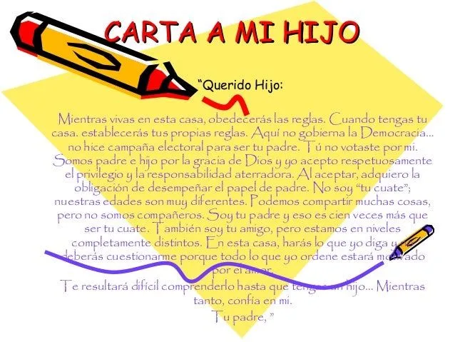 Carta a mi hijo Carta a mi hijo