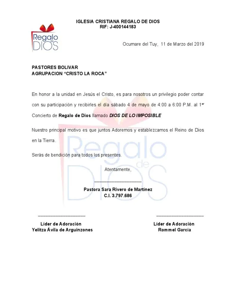 Carta de Invitacion para El Concierto | PDF Carta de Invitacion para El Concierto | PDF