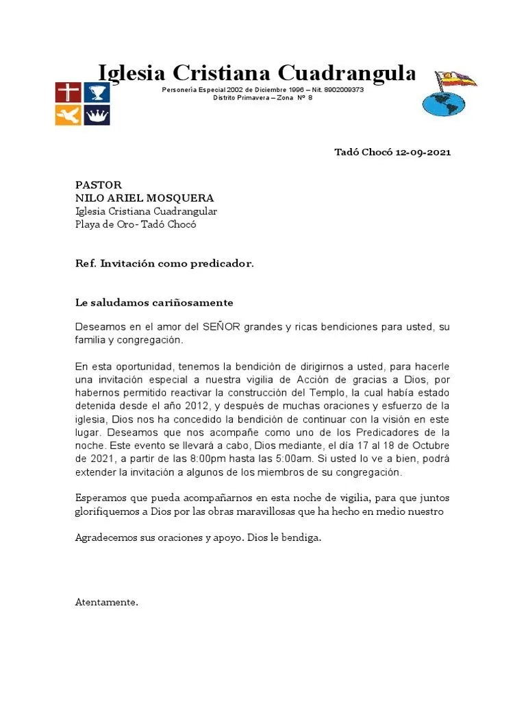 Carta de Invitación A Pastores A Vigilia Local. | PDF Carta de Invitación A Pastores A Vigilia Local. | PDF
