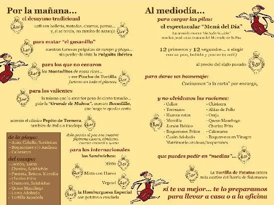 Carta / Menu Spanish: fotografía de Cafeteria Restaurante Casa ...