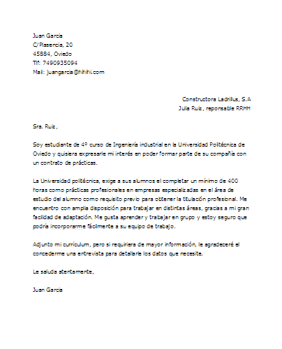Ejemplo de carta de motivación para prácticas profesionales ... Ejemplo de carta de motivación para prácticas profesionales ...