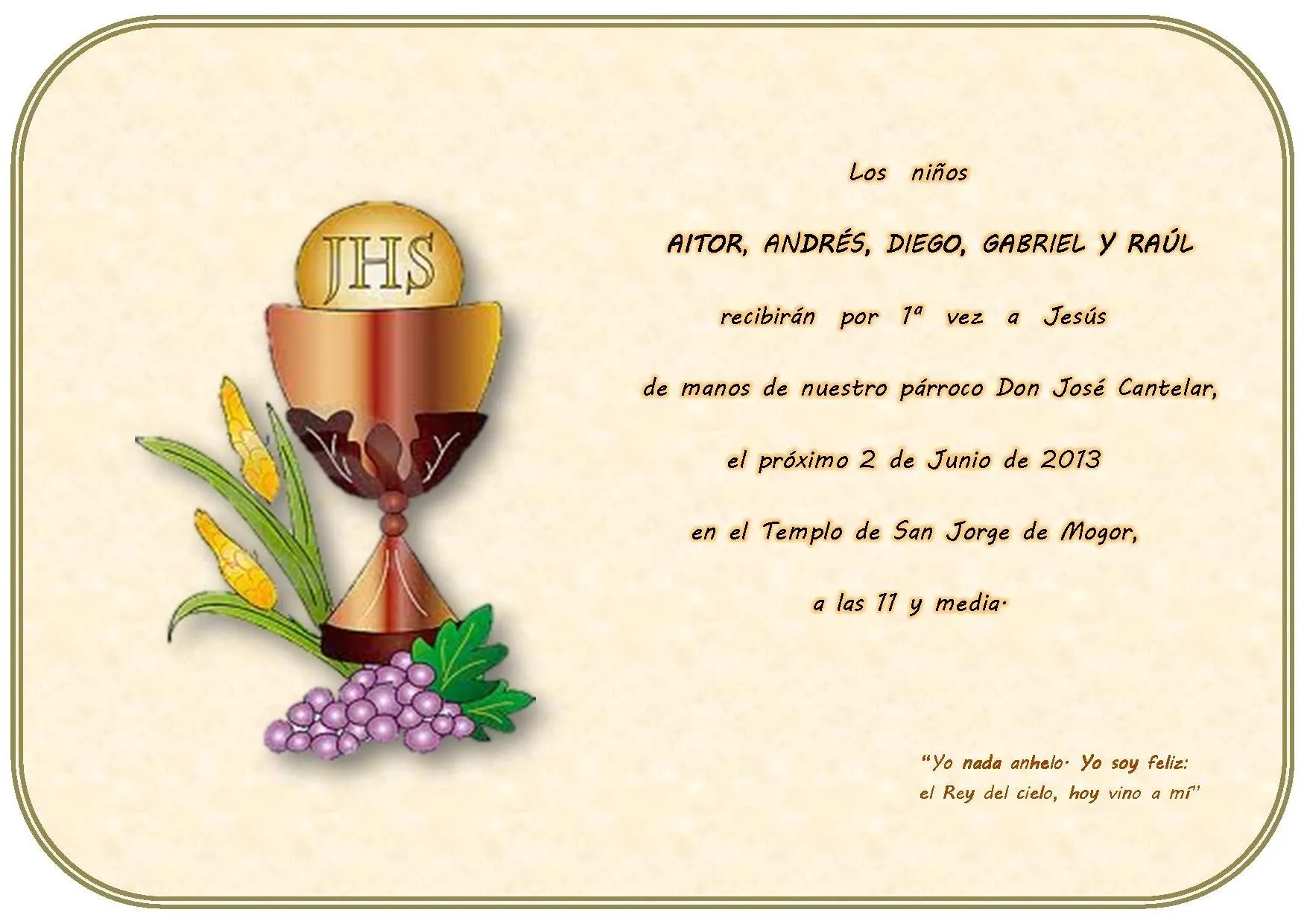 Carta a los niños de 1ª Comunión | ||||| Parroquia de San Jorge de ... Carta a los niños de 1ª Comunión | ||||| Parroquia de San Jorge de ...