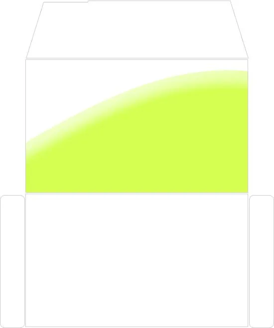Carta y sobre con onda verde. Letter and envelope whith green wave ...