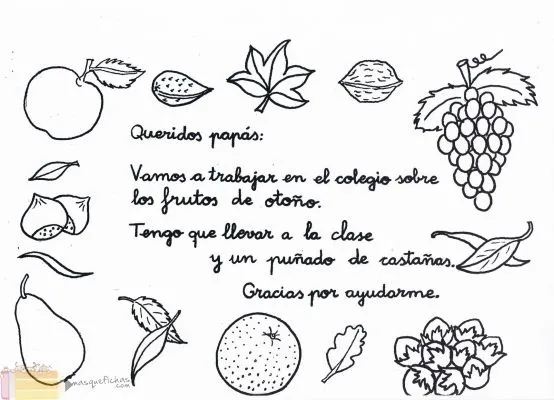 Carta de otoño para los papás - Fichas infantil - Más que fichas