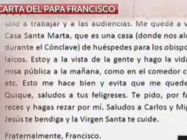 Francisco le escribe una carta sobre su vida de Papa a un cura riojano