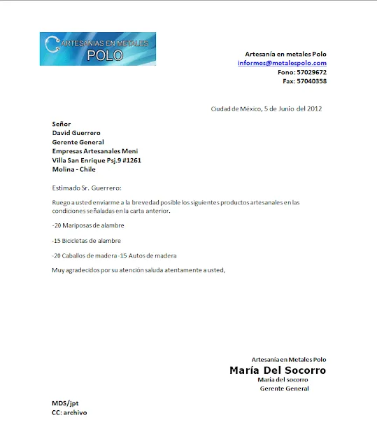 Carta de Pedido