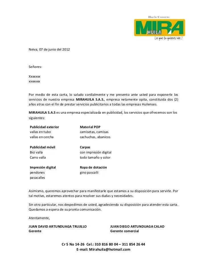 Carta de presentacion mirahuila
