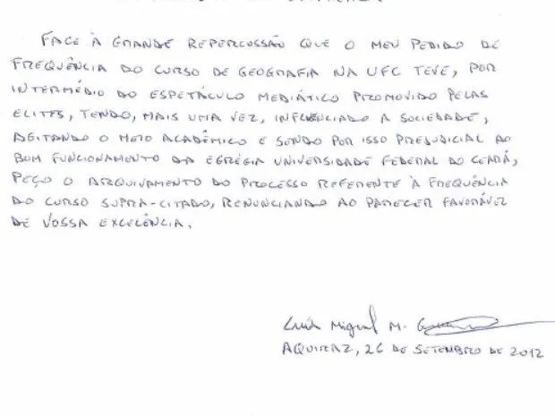 G1 - Preso escreve carta para comunicar desistência de faculdade ... G1 - Preso escreve carta para comunicar desistência de faculdade ...