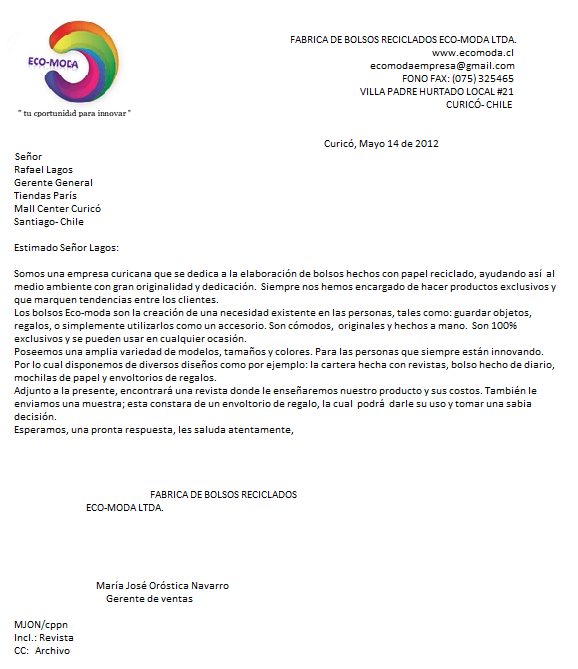 Carta de publicidad - Imagui