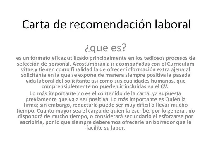 Carta de recomendación laboral