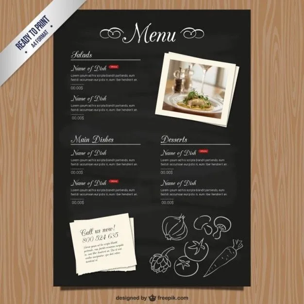 Carta Menu | Fotos y Vectores gratis