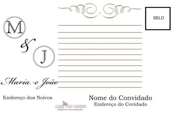 Cartão de Agradecimento para Casamento Modelo 2 - ARTE TOP DESIGN ...