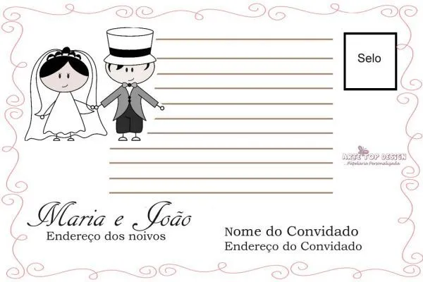 Cartão de Agradecimento para Casamento Modelo 1 - ARTE TOP DESIGN ...