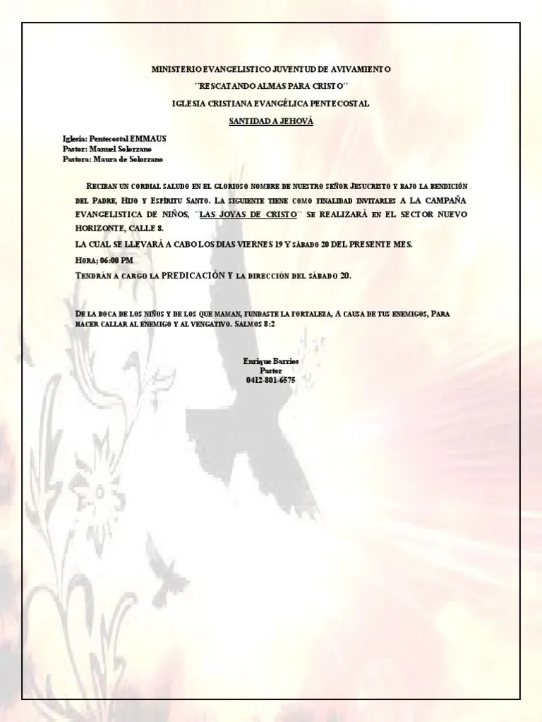 Cartas de Invitación Campana de Ninos | PDF | Evangélico | Pentecostalismo Cartas de Invitación Campana de Ninos | PDF | Evangélico | Pentecostalismo