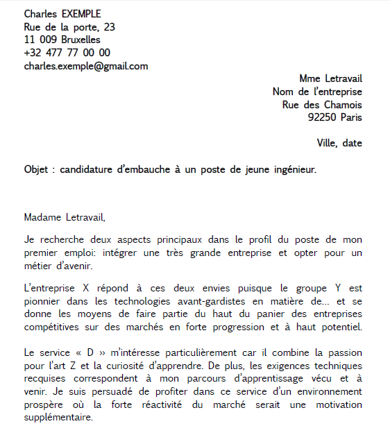 Ejemplo de carta de presentación en francés | Ejemplos de carta Ejemplo de carta de presentación en francés | Ejemplos de carta