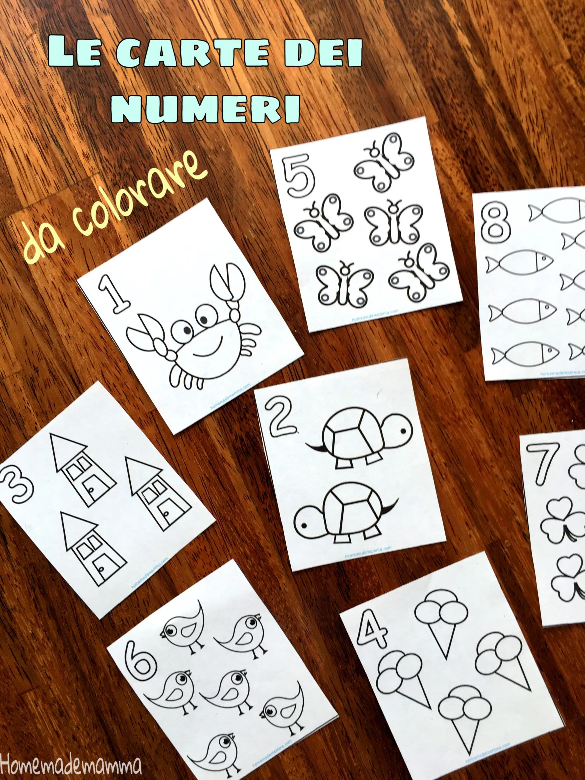 Le carte dei numeri da colorare |