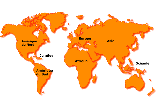 Carte du monde avec nom des continent - Imagui