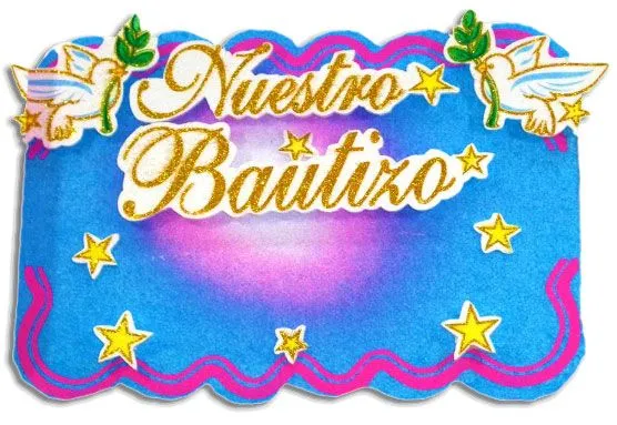 CARTEL DE BAUTIZO - FIGURAS ESTAMPADAS
