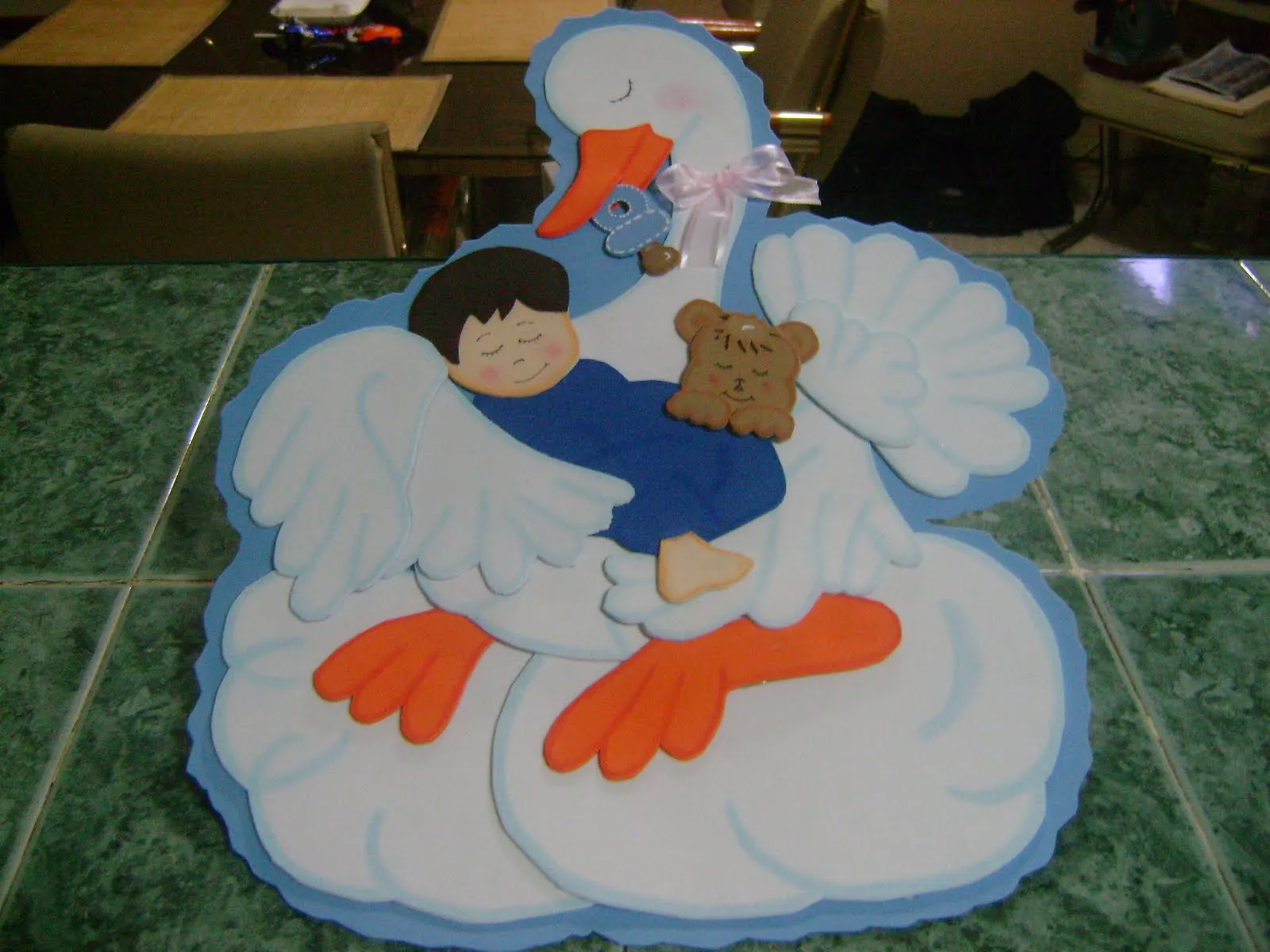 CARTEL CIGUEÑA CON BEBE
