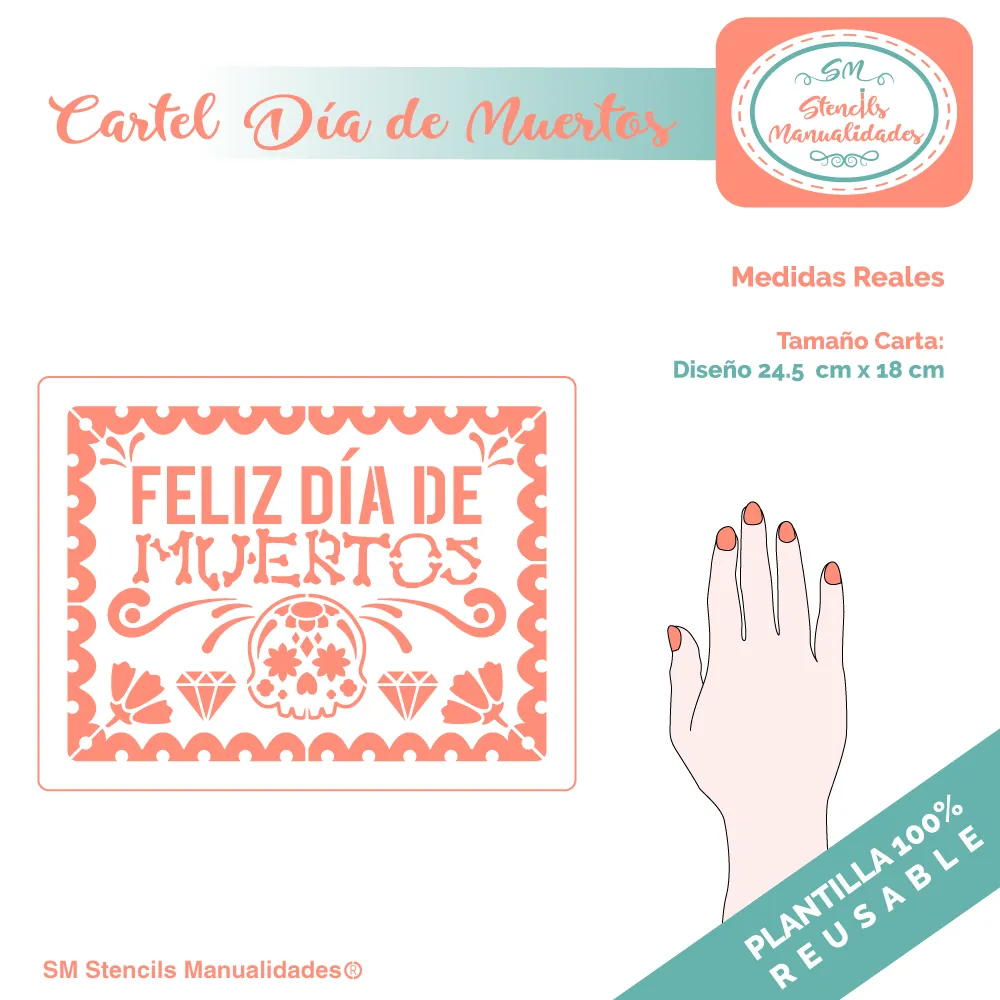 CARTEL DÍA DE MUERTOS-Stencil, plantilla decorativa – SD Stencils Decorativos CARTEL DÍA DE MUERTOS-Stencil, plantilla decorativa – SD Stencils Decorativos