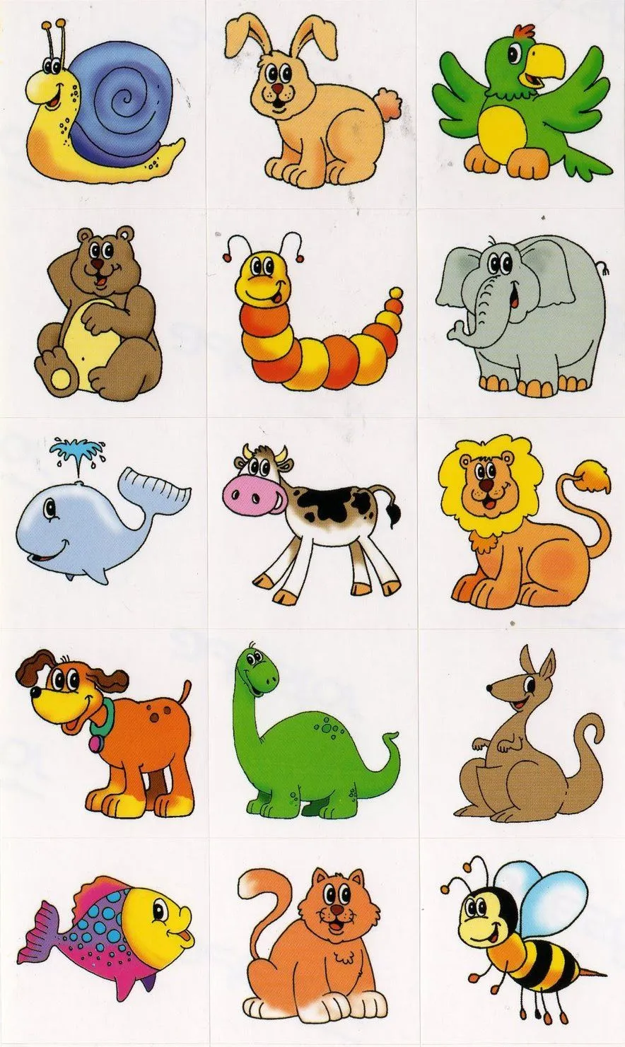 Cartela com vários Animais Coloridos | Pra Gente Miúda Cartela com vários Animais Coloridos | Pra Gente Miúda