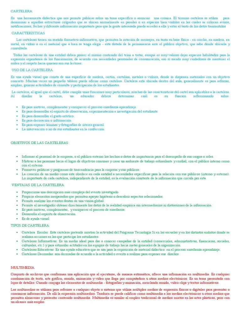 Cartelera y Multimedia | PDF | Multimedia | Cognición Cartelera y Multimedia | PDF | Multimedia | Cognición