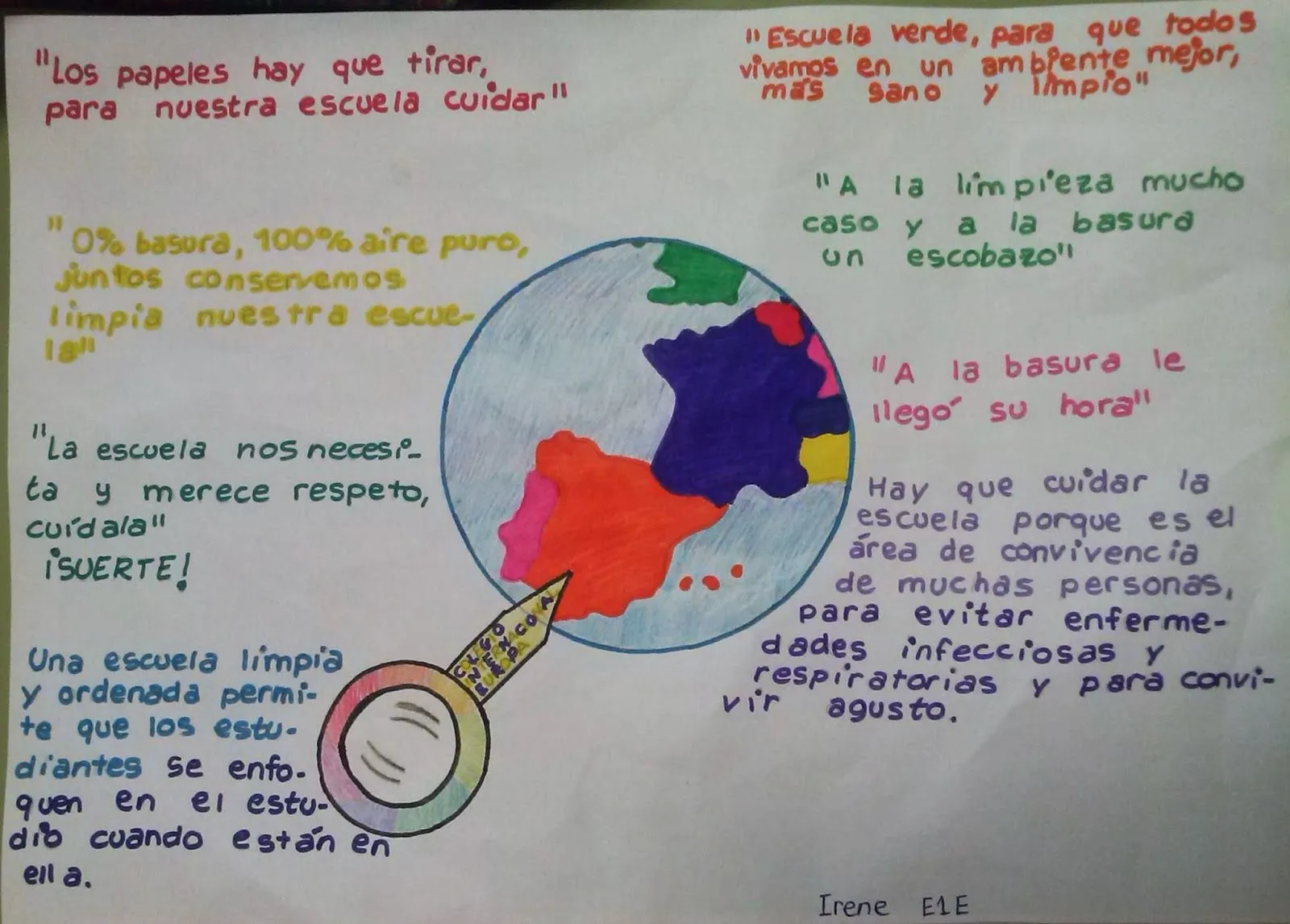 Carteles de 1º de ESO: 'Mantén limpio tu Colegio'