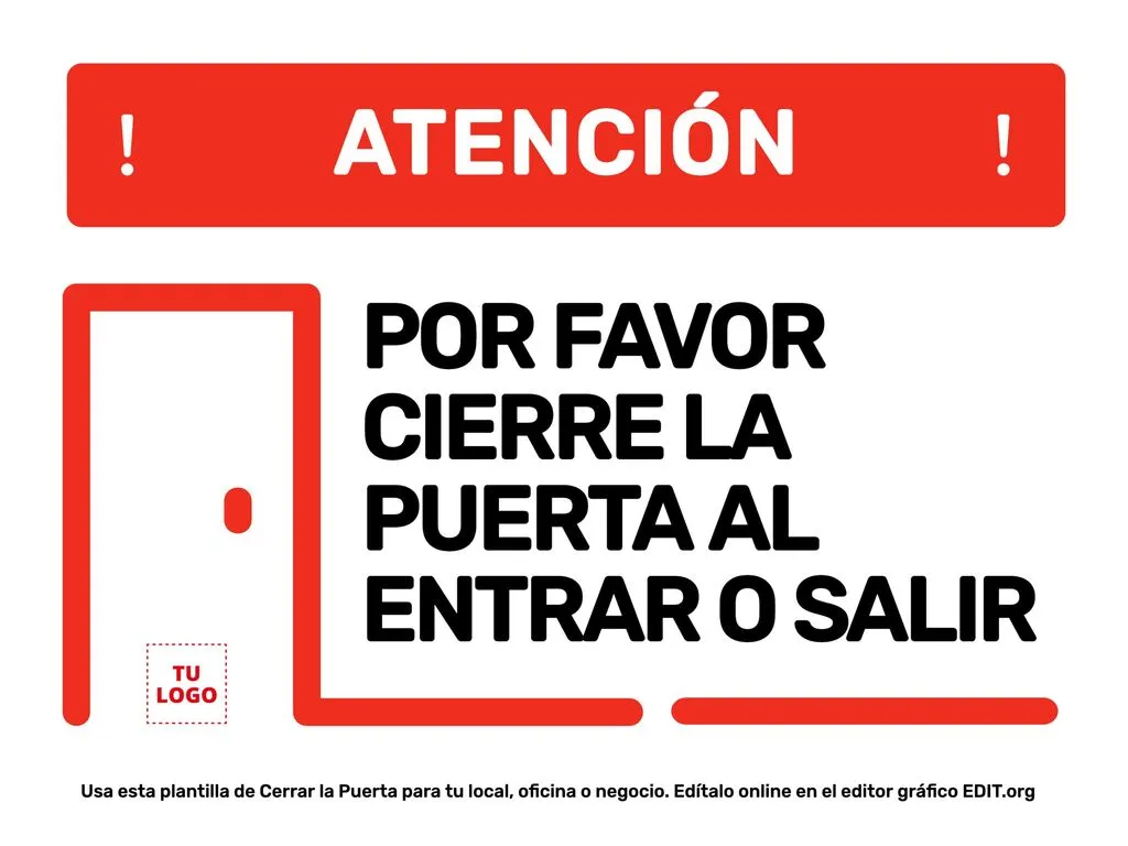 Carteles de Cierre la puerta para editar online Carteles de Cierre la puerta para editar online