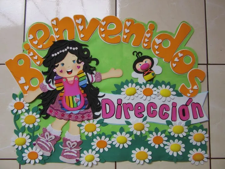 cartel para puerta ,hecha con goma eva | inicial | Pinterest