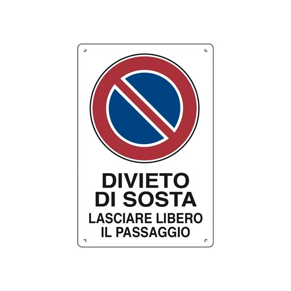 Cartello polionda 60x40 cm. "DIVIETO DI SOSTA LASCIARE LIBERO IL PASSAGGIO"  - Antinfortunistica Italia