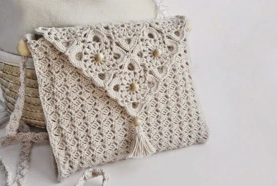 Cartera elegante tejida con ganchillo - con diagramas | Crochet y ... Cartera elegante tejida con ganchillo - con diagramas | Crochet y ...