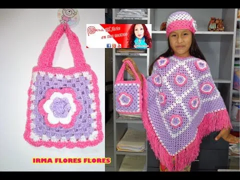 CARTERA DE MANOS PARA NIÑA A CROCHET CON 2 CUADRADOS PASO A PASO ...