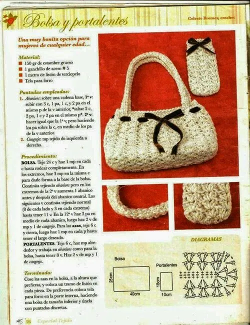 CARTERAS TEJIDAS A CROCHET CON PATRONES Y GRÁFICOS GRATIS ...